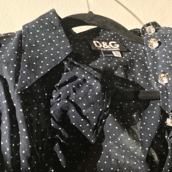 D&G sheer cropped shirt with Swarovski Crystal buttons - Picture 5 of 11